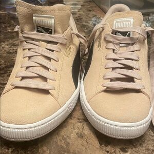Puma Tan Suede Lace-Up Sneakers
